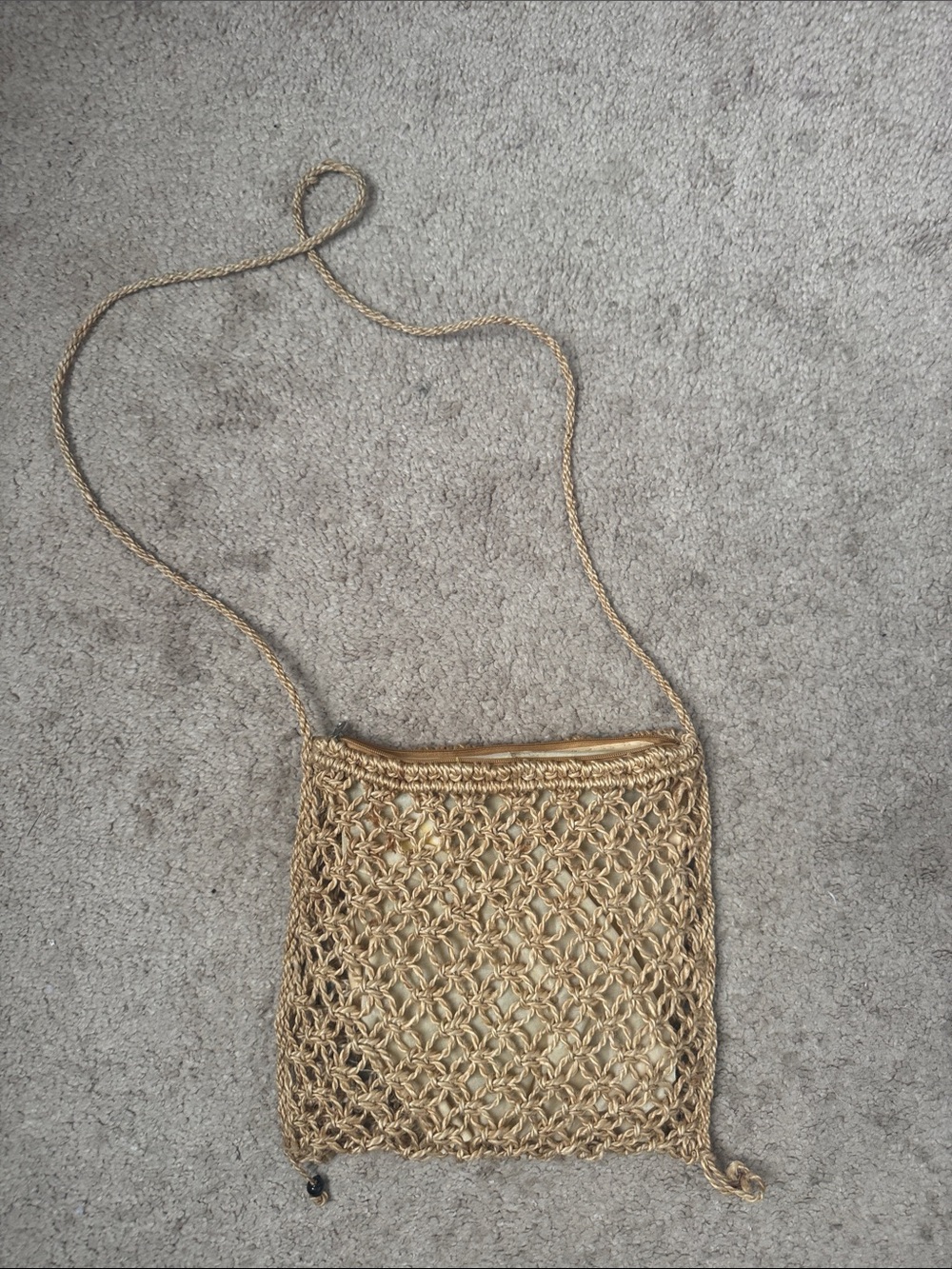 Woven Straw Crossbody Bag in Natural Gold